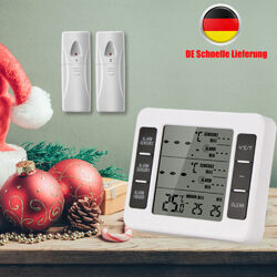Wetterstation Funk mit 2 Außensensor Digital Thermometer Innen Außen