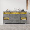 Sideboard LED Kommode Anrichte Betonoptik Highboard 3 Schubladen Beistellschrank