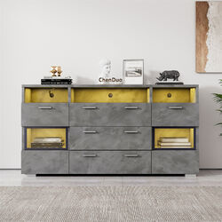 Sideboard LED Kommode Anrichte Betonoptik Highboard 3 Schubladen Beistellschrank