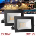 2X 10W LED Fluter Flutlicht Strahler Scheinwerfer Außen Baustrahler Warmweiß 12V