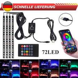 4x RGB LED Innenraumbeleuchtung Auto KFZ Ambiente Fußraumbeleuchtung App Control