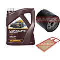 KAMOKA Inspektionspaket MANNOL Longlife 5W-30 5L für VW Golf IV 1.4 16V 1.6