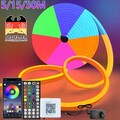 5-30M Neon LED Strip Streifen RGB Flex Schlauch diffus Lichtband Dimmbar APP DHL