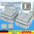Wasserdicht IP66 1/2Gang Single Double Wand Lichtschalter Garten Außen 13A DHL