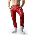 Lederhose Herren Hose Slim Biker Fit Herren Jeans Style Real Red 108