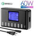8 Fach USB Schnellladestation Hub Mehrfach Multi USB Port Ladegerät Adapter 60W