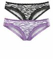 Slip mit Spitze - Gr. 36 38 40 42 - koralle oder lila - 2er Pack - Tanga - Pants