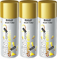 3x 400ml Lackspray Sprühlack Chrom Chromeffekt Effektspray Goldspray Gold Glanz