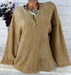 Sweatshirt Shirt Pullover Pulli Tunika Bluse Cord Look ITALY Camel XXL 46 48 50