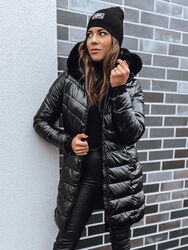 Damen Lang Steppjacke Wintermantel Glänzend Winterjacke Mit Fellkapuze DSTREET