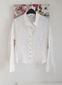 Talbots weiße geknitterte Bluse, UK Größe 12 Knöpfe vorne Vintage makellos