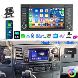 Für VW T5 Multivan Transporter DAB+ 6+128G Android 14 Autoradio Carplay Navi RDS