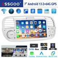 Autoradio 7" DAB+ Carplay Android 13 2+64G GPS WiFi RDS Kam Für Fiat 500 2007-15