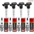 4x KAMOKA Zündspule + CHAMPION Zündkerze für VW EOS 1F7 1F8 2.0 FSI Audi A3