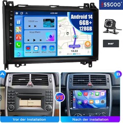 6+128G Autoradio Android 13 DAB+ Für Mercedes W169 W639 Vito Viano W906 Sprinter