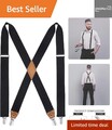 HISDERN Herren 3,5 cm breiter Hosenträger in X-Form mit sehr Starken 4 Metall...
