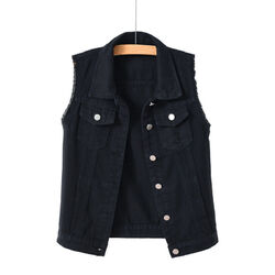 Damen Jeans Weste Mantel Weste Oberteil Ärmellos Jacke Freizeit Mode