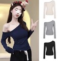 Anspruchsvolles Damen Freizeit Langarm T-Shirt mit Off Shoulder Look