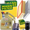 MANN INSPEKTIONSPAKET+5L CASTROL 5W-30 ÖL passend für 1.6+2.0 AUDI A4 B6 B7