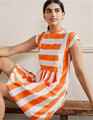 BODEN Jersey T-Shirt Kleid ELFENBEIN & ORANGE GRÖßE UK 10 L BRANDNEU D0143 D33