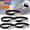 1-5X COB LED Stirnlampe Kopflampe USB Wiederaufladbar Scheinwerfer Wasserdicht 