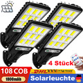 4 x 3600W LED Solarleuchte mit Bewegungsmelder Außen Lampe Garten Light Strahler