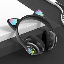 Bluetooth Katze Ohr Kopfhörer Gaming Headset Kopfhörer mit RGB Licht für Kinder.