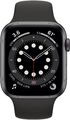 Apple Watch Series 6 GPS 44mm Aluminium Space Gray Sportband Black - Akzeptabel