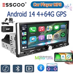 Android 14 6.9" Carplay Autoradio 1 DIN GPS NAVI RDS USB BT 4+64GB DAB+ KAM+ MIK