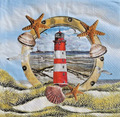 4 Servietten -  Leuchtturm Muscheln Meer Strand Bullauge - Lighthouse Ambiente