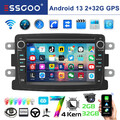 2+32G Für Dacia Duster Sandero Renault Captur Android 13 Autoradio GPS NAVI +KAM