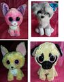 TY Beanie Boos/Glubschis 4 Hunde "Cancun, Nacho, Whiskers, Pugsly"  15cm + 24cm