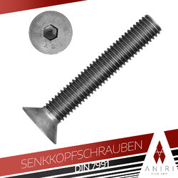 Senkkopfschrauben M3 M4 M5 M6 M8 Edelstahl A2 V2A Innensechskant DIN 7991