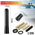 Auto Dach Kurz Stab Antenne Universal 8cm Carbon Design Radio Adapter Fuß DAB DE