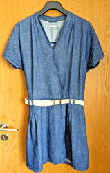 edc by ESPRIT Wickel-Kleid Gr. 40 L Jeans blau Denim + Leinen Gürtel sgt Zstd