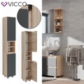 Hochschrank Badschrank Badezimmermöbel J-shape Sonoma Anthrazit modern Vicco