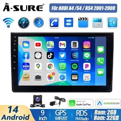 2+32G Android 14 AutoRadio DSP GPS Navi Apple Carplay Kam Für Audi A4 S4 B6 B7