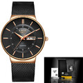 Herren Armbanduhr Mesh mit Datum Dünn Schlank Stylische Sportuhr Quarzuhr Casual