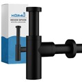 kör4u Design Siphon Geruchverschluss für Waschbecken universal schwarz matt 