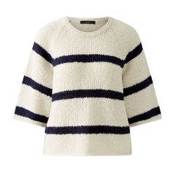 OUI lässiger Raglan-Strickpullover mit Streifen in Offwhite  NEU