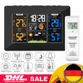 Funk Wetterstation Farbdisplay Digitale Wecker Thermometer Innen-Außensensor Uhr