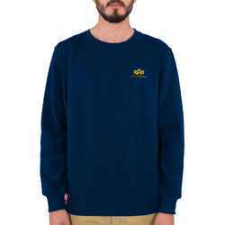 ALPHA INDUSTRIES Herren Sweater Basic Small Logo new navy Pullover blau gelb S