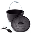 Dutch Oven Gußtopf m. Füßen & Deckelheber Outdoor Kochtopf Camping BBQ Feuertopf