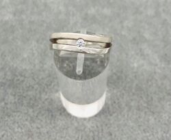 925/- Silberring mit Zirkonia, Fossil, Rhodiniert, Damen, Gr.50, Top Zustand