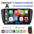 Android 14 9" 64G Autoradio Carplay Für Seat Ibiza MK 4 6J 2009-2013 Kam Navi FM