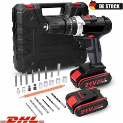 21V Akkuschrauber Set Akku Bohrschrauber Akkubohrer Bohrmaschine mit 2 Akku DE
