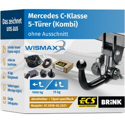 ANHÄNGERKUPPLUNG für MB C-Klasse ab 18 vert. abnehmbar BRINK +13pol E-Satz ECS