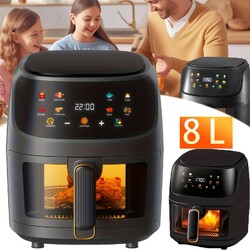 Heißluftfritteuse 8L XXL Air Fryer 8 Programmen Luftfritteuse mit Sichtfenster