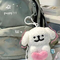 Cute Love Heart Dog Plush Doll Key Chains Ring Fluffy Soft Stuffed Toy Keych-hf
