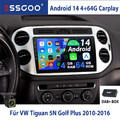Autoradio Für VW Tiguan 5N 2007-2016 Carplay Android14 BT GPS Navi RDS 4+64G DAB